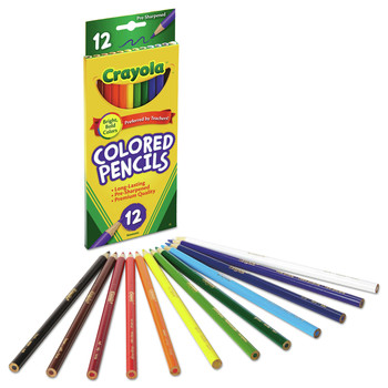 Crayola 684012 3.3 millimeter 2B Long-Length Colored Pencil - Assorted Lead and Barrel Colors (1-Set)