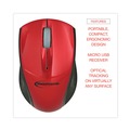 Back to School Sale | Innovera IVR62204 2.4 GHz Frequency 30 ft. Wireless Range Left/Right Hand Use Mini Wireless Optical Mouse - Red/Black image number 8