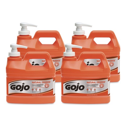  | GOJO Industries 0958-04 0.5 gal. Pump Bottle NATURAL ORANGE Pumice Hand Cleaner - Citrus (4/Carton) image number 0