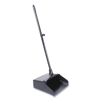 Boardwalk 528101 34 in. Plastic/Aluminum Handle 11-3/4 in. Wide Lobby Dust Pan - Black/Silver