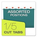 File Folders | Pendaflex 04153 1/5 TEA 1/5-Cut Tabs Legal Size Colored Reinforced Hanging Folders - Teal (25/Box) image number 3