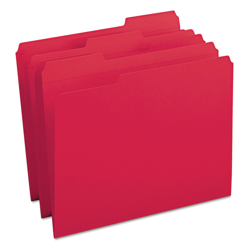File Folders | Smead 12734 0.75 in. Expansion Reinforced 1/3-Cut Top Tab Colored File Folders - Letter Size/Red (100/Box) image number 0