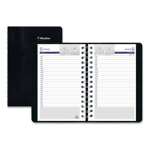 Notebooks & Pads | Blueline C210.21T 12-Month (Jan to Dec): 2026 8 in. x 5 in. 30-Minute Appointments DuraGlobe Daily Planner - Black Soft Cover image number 0