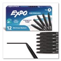 Washable Markers | EXPO 2211316 Wet Erase Marker Fine Bullet Tip Black 12/Pack image number 0
