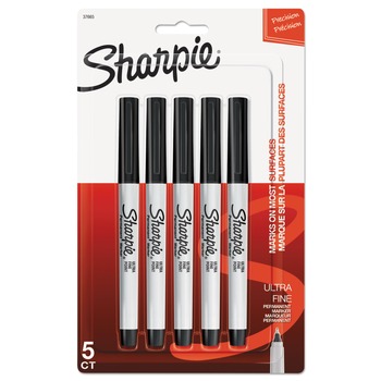 Sharpie 37665PP Permanent Marker - Ultra-Fine Needle Tip/Black (5/Pack)