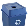 Trash & Waste Bins | Rubbermaid Commercial FG279100DBLUE Untouchable 20-1/8 in. x 20-1/8 in. Bottle and Can Recycling Lid - Blue image number 2