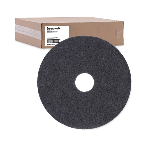 Cleaning & Janitorial Accessories | Boardwalk BWK4016BLA 16 in. Diameter Stripping Floor Pads - Black (5/Carton) image number 0