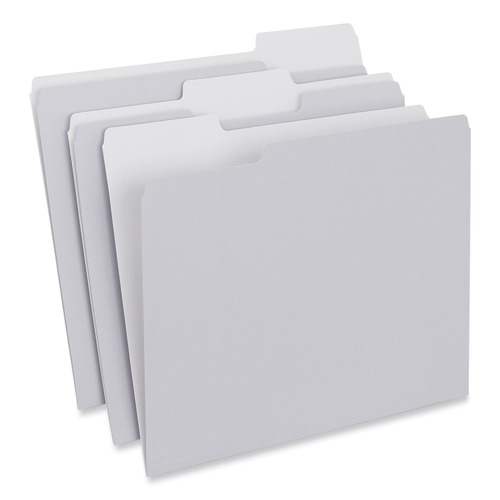 File Folders | Universal UNV18101 0.75 in. Expansion 1/3-Cut Tabs Assorted Letter Size Top Tab File Folders - Gray (100/Box) image number 0