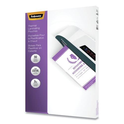 Sheet Protectors | Fellowes Mfg Co. 52226 9 in. x 14.5 in. 3 mil Laminating Pouches - Gloss Clear (50/Pack) image number 0