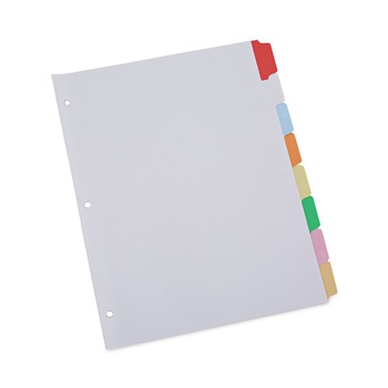 Universal UNV20819 11 in. x 8.5 in. 8-Tab Deluxe Write-On/Erasable Tab Index - White, Assorted Tabs (1 Set)