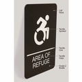 Floor Signs & Safety Signs | Headline Sign 7784 6 x 9 Area of Refuge ADA Sign - Black Face/White Graphics image number 3