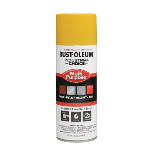 Painting | Rust-Oleum 1644830 12 oz. Aerosol Can Industrial Choice 1600 System Multi-Purpose Enamel Spray Paint - Flat Safety Yellow (6/Carton) image number 0