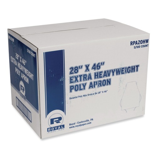 Food Service | AmerCareRoyal RPA20HW 28 in. x 46 in. 1.77 mil Heavyweight Poly Aprons - One Size Fits All, White (500/Carton) image number 0