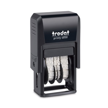 Trodat E4853L 1 in. x 0.75 in. Printy Economy Micro 5-in-1 Self-Inking Date Stamp - Blue/Red