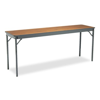 Barricks CL1872-WA 72 in. x 18 in. x 30 in. Rectangular Special Size Folding Table - Walnut/Black