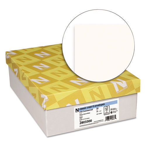 Envelopes & Mailers | Neenah Paper 2803300 4.13 in. x 9.5 in. CLASSIC CREST Commercial Flap Gummed Closure #10 Envelope - Classic Natural White (500/Box) image number 0