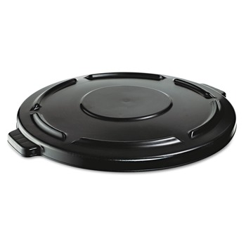 TRASH WASTE BINS | Rubbermaid Commercial FG264560BLA 24.5 in. x 1.5 in. BRUTE Self-Draining Flat Top Lids - Black