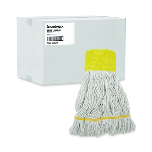  | Boardwalk BWK501WH 5 in. Headband Cotton/Synthetic Super Loop Wet Mop Head - Small, White (12/Carton) image number 0