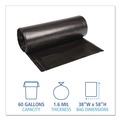  | Boardwalk X7658XKKR01 38 in. x 58 in. 60 gal. 1.6 mil Recycled Low-Density Polyethylene Can Liners - Black (100/Carton) image number 4