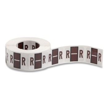 Smead 67088 1 in. x 1.25 in. R Color-Coded End Tab Filing Labels - White (500/Roll)
