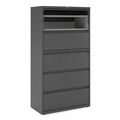 Office Filing Cabinets & Shelves | Alera 25497 36 in. x 18.63 in. x 67.63 in. 5 Lateral File Drawer - Legal/Letter/A4/A5 Size - Black image number 1