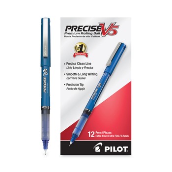 JUST LAUNCHED | Pilot 35335 Precise V5 0.5 mm Roller Ball Pen - Extra-Fine, Blue (1 Dozen)