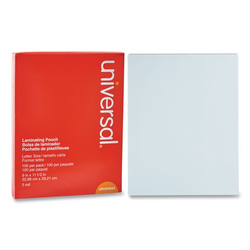 Laminating Supplies | Universal UNV84624 9 in. x 11.5 in. 5 mil Laminating Pouches - Gloss Clear (100/Pack) image number 0