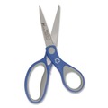 Arts & Crafts Supplies | Westcott 15553 7 in. Long 2.25 in. Cut Length KleenEarth Soft Handle Scissors - Straight Blue/Gray Handle image number 2