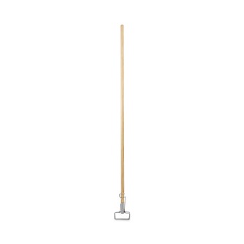 Boardwalk BWK609 60 in. Wood Spring Grip Metal Head Mop Handle for Most Mop Heads - Natural