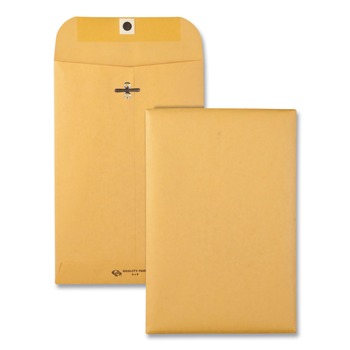 Quality Park QUA37755 6 x 9 Clasp/Gummed Closure Square Flap Envelope - Brown Kraft (100/Box)