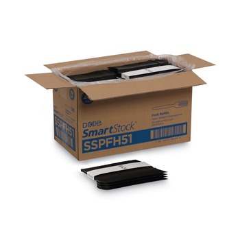 Dixie SSPFH51 SmartStock Series-O 6 in. Heavyweight Plastic Cutlery Forks Refill - Black (40/Pack, 24 Packs/Carton)