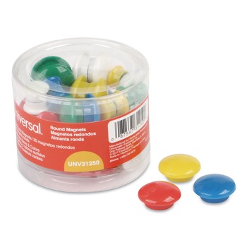 Universal UNV31250 Circle Magnets - Assorted (30/Pack)