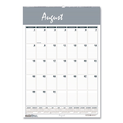Bulletin Boards | House of Doolittle 352 12 in. x 17 in. 12-Month (Aug 2025-Jul 2026) Academic Year Bar Harbor Recycled Monthly Wall Calendar - White/Blue Sheets image number 0