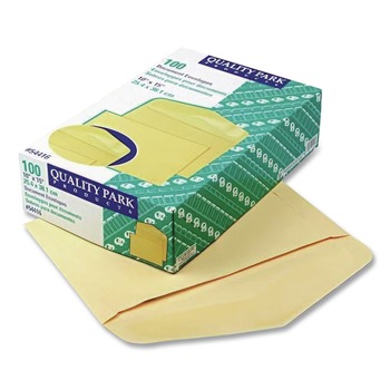 Quality Park QUA54416 #15 Hub Flap Gummed Closure 10 in. x 15 in. Open-Side Booklet Envelope - Manila (100/Box)