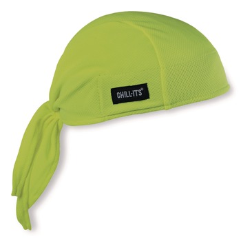 Ergodyne 12476 Chill-Its 6615 One Size Fits Most High-Performance Bandana Doo Rag with Terry Cloth Sweatband - Lime