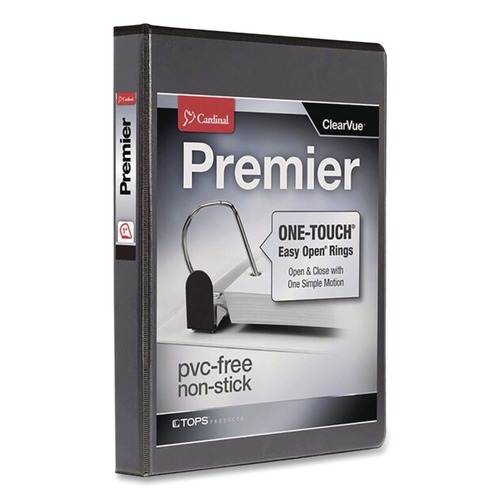 Binders | Cardinal 10301 11 in. x 8.5 in. ClearVue 3-Ring 1 in. Capacity Easy Open Slant-D Ring Binder - Black image number 0