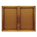 Bulletin Boards | Quartet 364 48 in. x 36 in. Enclosed Indoor Cork Bulletin Board with Two Hinged Doors - Tan Surface/Oak Finished Fiberboard Frame image number 0