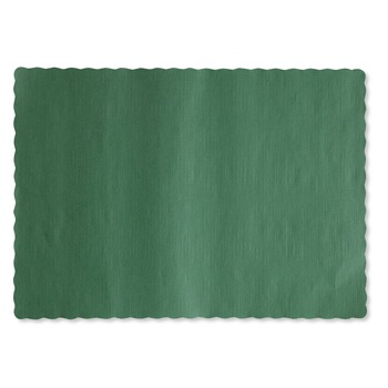 LINEN AND TABLE ACCESSORIES | Hoffmaster 310528 9-1/2 in. x 13.50 Solid Color Scalloped Edge Placemats - Hunter Green (1000/Carton)