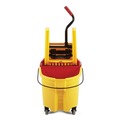 Mop Buckets | Rubbermaid Commercial FG757788YEL 35 qt. WaveBrake 2.0 Down-Press Plastic Bucket/Wringer Combos - Yellow image number 4