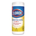 Disinfectants | Clorox 01594 7 in. x 8 in. 1-Ply Disinfecting Wipes - Crisp Lemon, White (35/Canister, 12 Canisters/Carton) image number 1