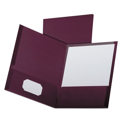 Report Covers & Pocket Folders | Oxford 53441EE Linen Finish Twin Pocket Folders - Letter, Burgundy (25/Box) image number 0