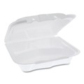 Food Trays, Containers, and Lids | Pactiv Corp. YTD188030000 8.42 in. x 8.15 in. x 3 in. Dual Tab Lock Foam Hinged Lid Containers - White (150/Carton) image number 1