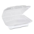Food Trays, Containers, and Lids | Pactiv Corp. YTD188030000 8.42 in. x 8.15 in. x 3 in. Dual Tab Lock Foam Hinged Lid Containers - White (150/Carton) image number 1