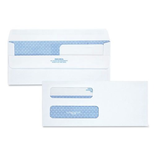Envelopes & Mailers | Quality Park QUA24531 3.63 in. x 8.63 in. #8 5/8, Commercial Flap, Redi-Seal Closure, Double Window Redi-Seal Security-Tinted Envelope - White (250/Carton) image number 0