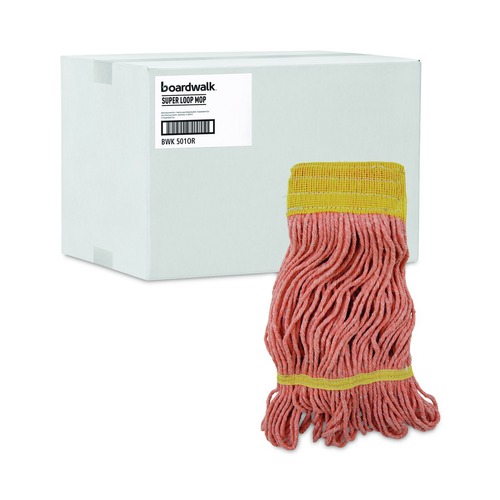 Just Launched | Boardwalk BWK501OR 5 in. Headband Cotton/Synthetic Fiber Super Loop Wet Mop Head - Small, Orange (12/Carton) image number 0