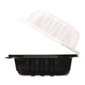 Food Trays, Containers, and Lids | Karat FP-PHC66PP-1C Polypropylene Plastic Hinged Container 6 x 6 x 3 Black/Clear Plastic 50/Pack 6 Packs/Carton image number 2