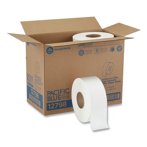  | Georgia Pacific Professional 12798 1000 ft. Jumbo Jr. 2 Ply Bathroom Tissue Rolls - White (8/Carton) image number 0