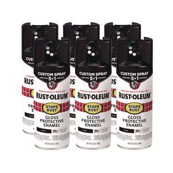 Rust-Oleum 376884 Stops Rust 5-in-1 Spray Paint, Gloss Black, 12 oz Aerosol Can, 6/Carton