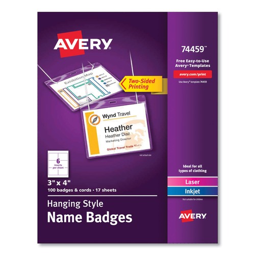 Just Launched | Avery 74459 4 in. x 3 in. Top Load Necklace-Style Badge Holder with Laser/Inkjet Insert (100/Box) image number 0
