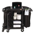 Cleaning Carts | Suncast Commercial HKCCH200 23.25 in. x 53.22 in. x 53.06 in. 1 Shelf Plastic Compact Premium Housekeeping Cart - Black image number 5